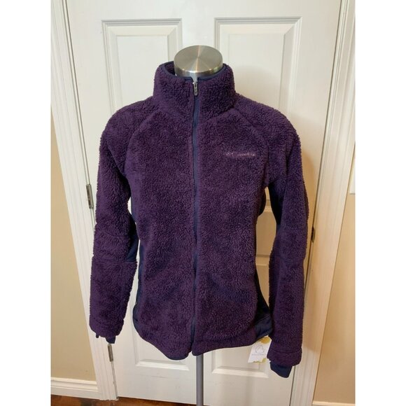 Columbia Purple Sherpa Fleece Fuzzy Zip-Up Jacket, Size Medium - Picture 1 of 5